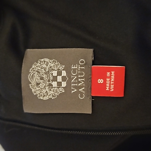 VINCE CAMUTO Black Illusion Sheer Mesh Stripe Trumpet Formal Ballroom Dress - Picture 12 of 14